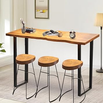 Bar Height Table Solid Wood, 55 in Bar Counter Height Table Modern Bar Pub Table Dining Table for Bar Coffee Kitchen Restaurant 55" L*17.7" W*41.3" H
