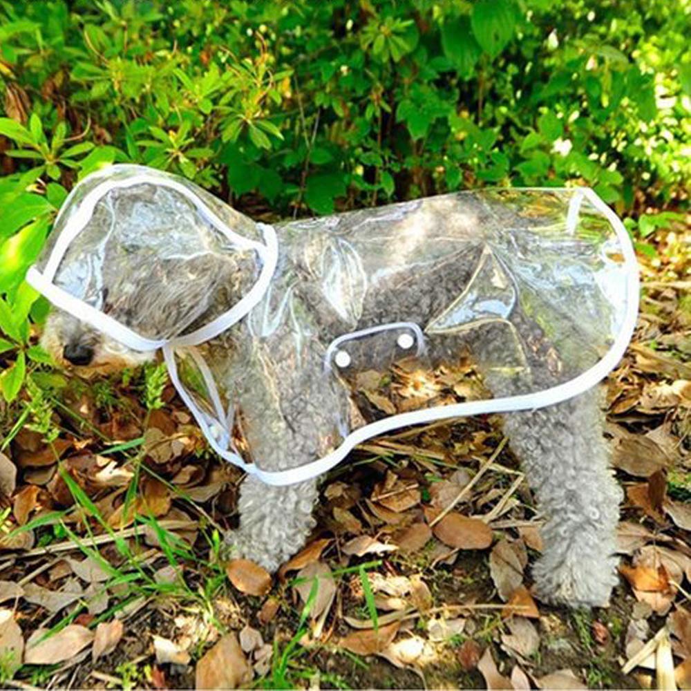 Cappottino catarifrangente per Cani Gatto con cappuccio, Regolabile PVC trasparente poncho impermeabile ultraleggero, Per cani di piccola taglia（bianca, L）