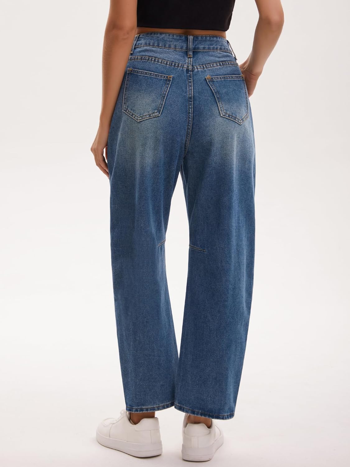 Womens Barrel Jeans High Waisted Trendy 2026 Wide Leg Baggy Denim Pants - Image 4
