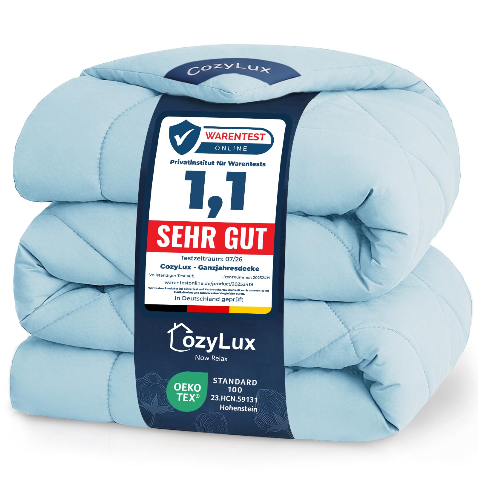 CozyLux Bettdecke 240x260 cm Hellblau für 4 Jahreszeiten