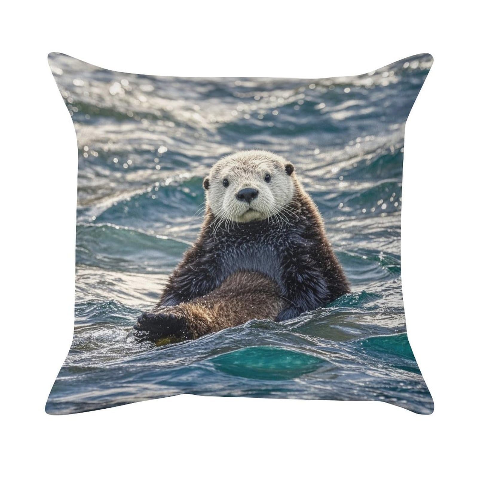 FekiLoot Sea Otter Pillow Covers Luxury Velvet Square Pillowcases Throw Pillows Case with Invisible Zipper Decorative Velvet Cushion Covers Ultra Soft Lumbar Pillow Shells