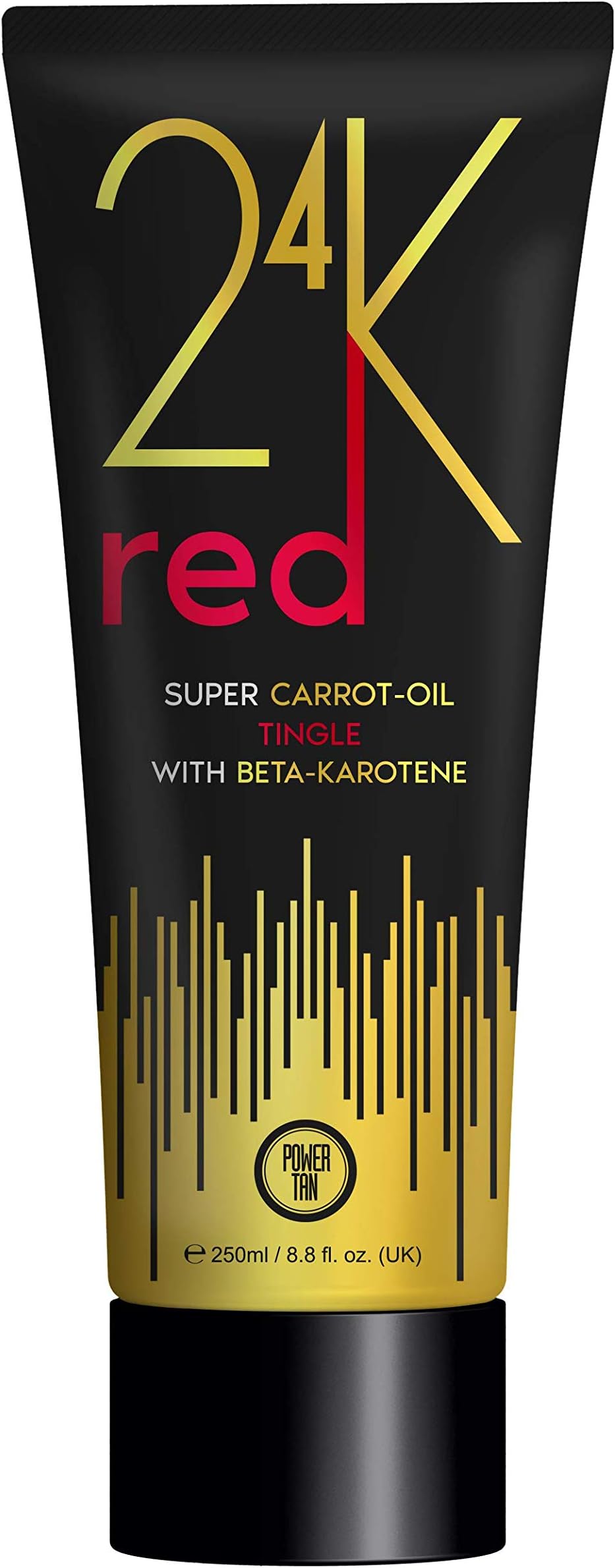 24K Red Super Carrot Oil Tingle Sunbed Tanning Accelerator 250ml – Carrot Oil & Beta-Karotene Fast Dark Tan Booster – DHA Free Tan Lotion for Indoor & Outdoor Tanning with Hydrating Formula