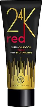 Power Tan 24K Red Super Carrot Oil Tingle Sunbed Tanning Accelerator 250ml   Carrot Oil & Beta-Karotene Fast Dark Tan Booster   DHA Free Tan Lotion for Indoor & Outdoor Tanning with Hydrating Formula