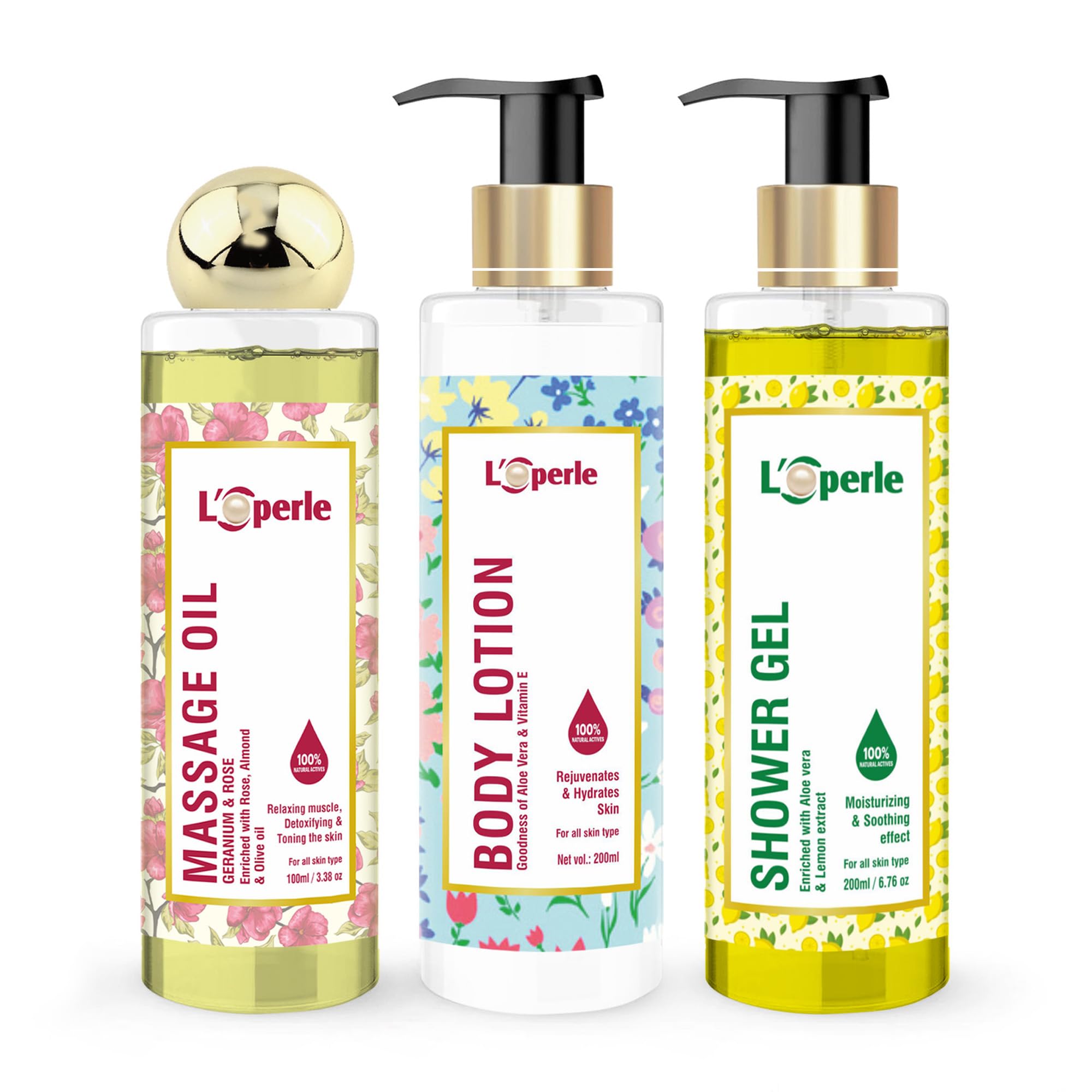 Body Care Kit - Massage Oil for Stress Relief & Relaxing Muscles + Loperle Body Lotion for Hydrates, Glowing & Radiant Skin + Loperle Shower Gel For Moisturising & Soothing Effect-image-21