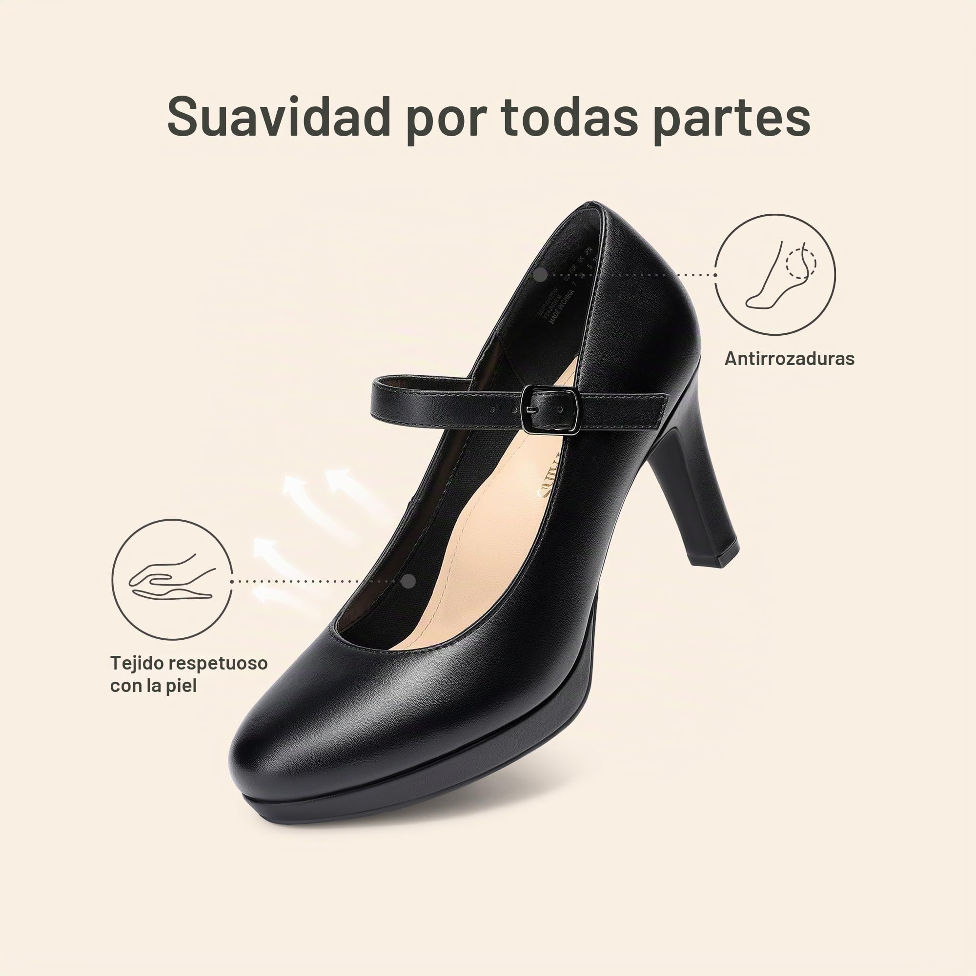 DREAM PAIRS Zapatos de Tacón Alto Clásicos Mujer Zapatillas con Tacón Zapatos de Salón PU con Plantilla Comodas