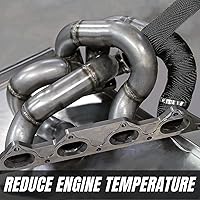 Vista 3 de SunplusTrade 2" x 50' Black Exhaust Header Heat Wrap for Motorcycle Cars Heat Shield with Stainless Steel Zip Tie (2 Pack)