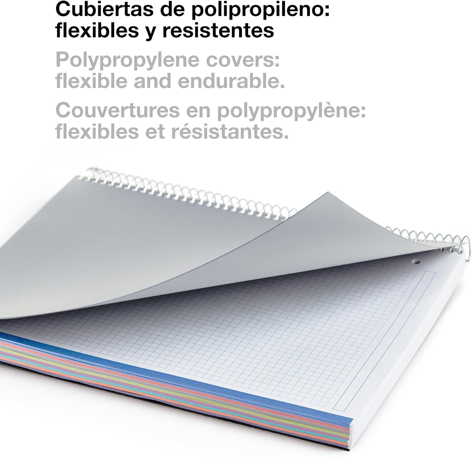 Miquelrius - Notebook A5 ruled 7 mm, 200 sheets with 8 coloured bands, extra opaque paper 70 g/m², durable polypropylene covers with 2 holes, The Originals Notebook, Grey