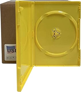 USDISC DVD Cases Standard 14mm Premium, Single 1 Disc, Yellow, Pack of 25