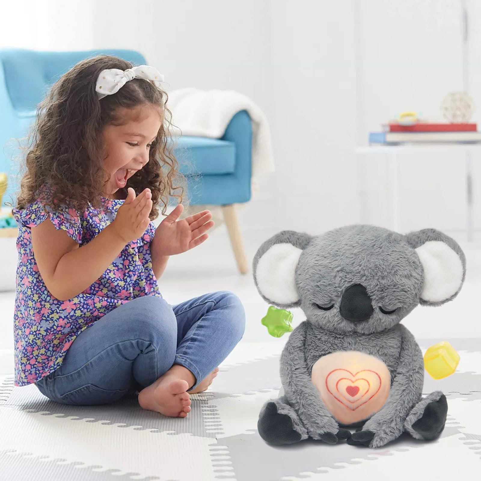 IUTOYYE Koala che Respira Peluche Pupazzo Lontra che Respira Peluche Koala Calmante Lenitivo Orso con Luci e Movimento Respiratorio Orsetto Rilassante
