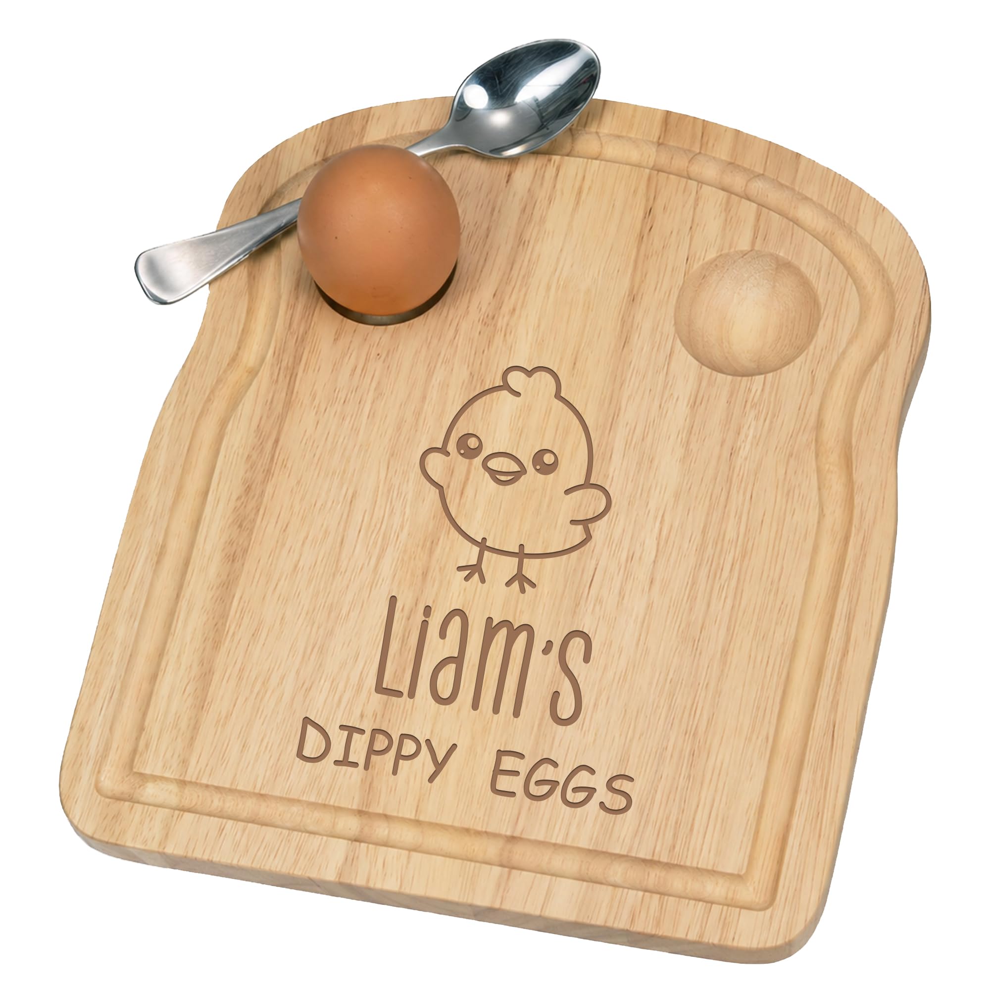 Personalised Dippy Eggs Serving Board, Toast Shaped Wooden Breakfast Tray for Egg & Soldiers, Engraved Kitchen Serving Board Gift for Dad Family Housewarming