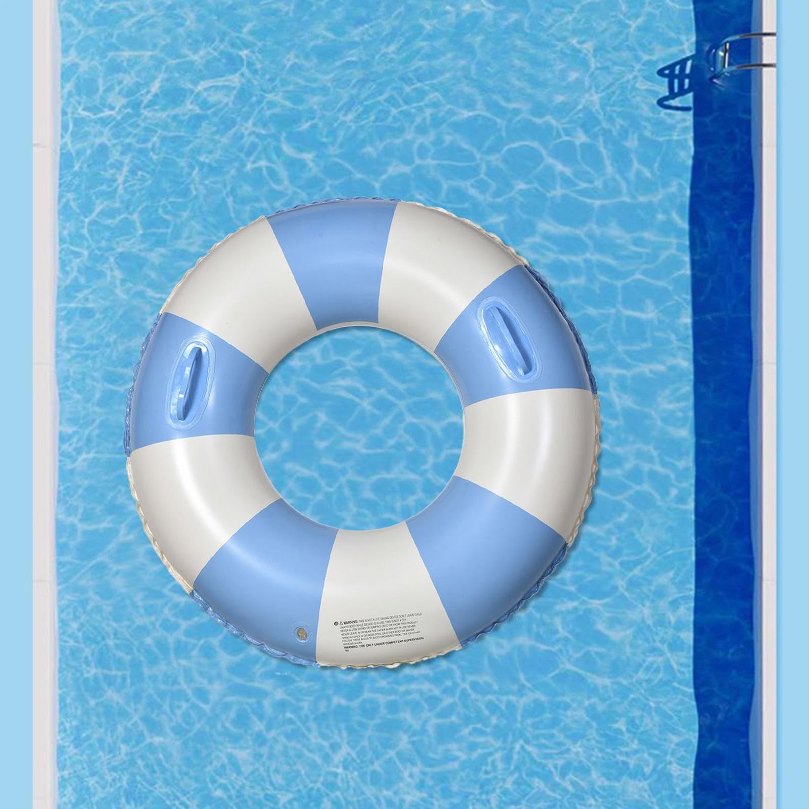 Aro Flotador para Natación,Anillo Flotante para Adultos | Flotador Rayado Antivuelco Reforzado con Asas para Playa, Fiestas y Vacaciones de Verano