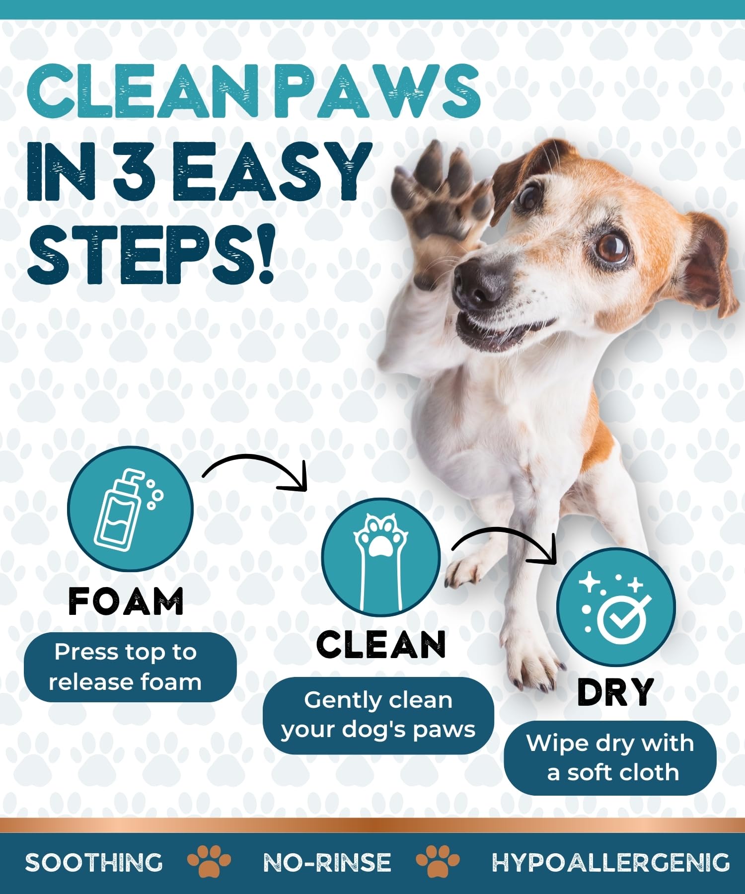 Dog Paw Cleaner for Dogs Paw Washer No Rinse Waterless Dog Shampoo for Sensitive Skin & Dry Itchy Paw Relief for Large Dog Washing Brush for Small Dogs Cat Paw Cleaner Foot Washer Organic Foam 5fl oz.