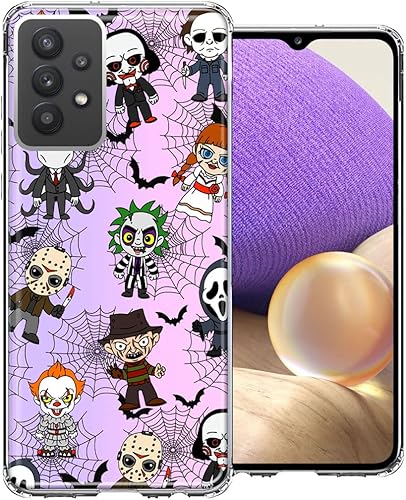 Mundaze - Para Samsung Galaxy A32 Classic Haunted Horror Halloween Nightmare Characters Spider Webs Funda delgada híbrida a prueba de golpes Carcasa