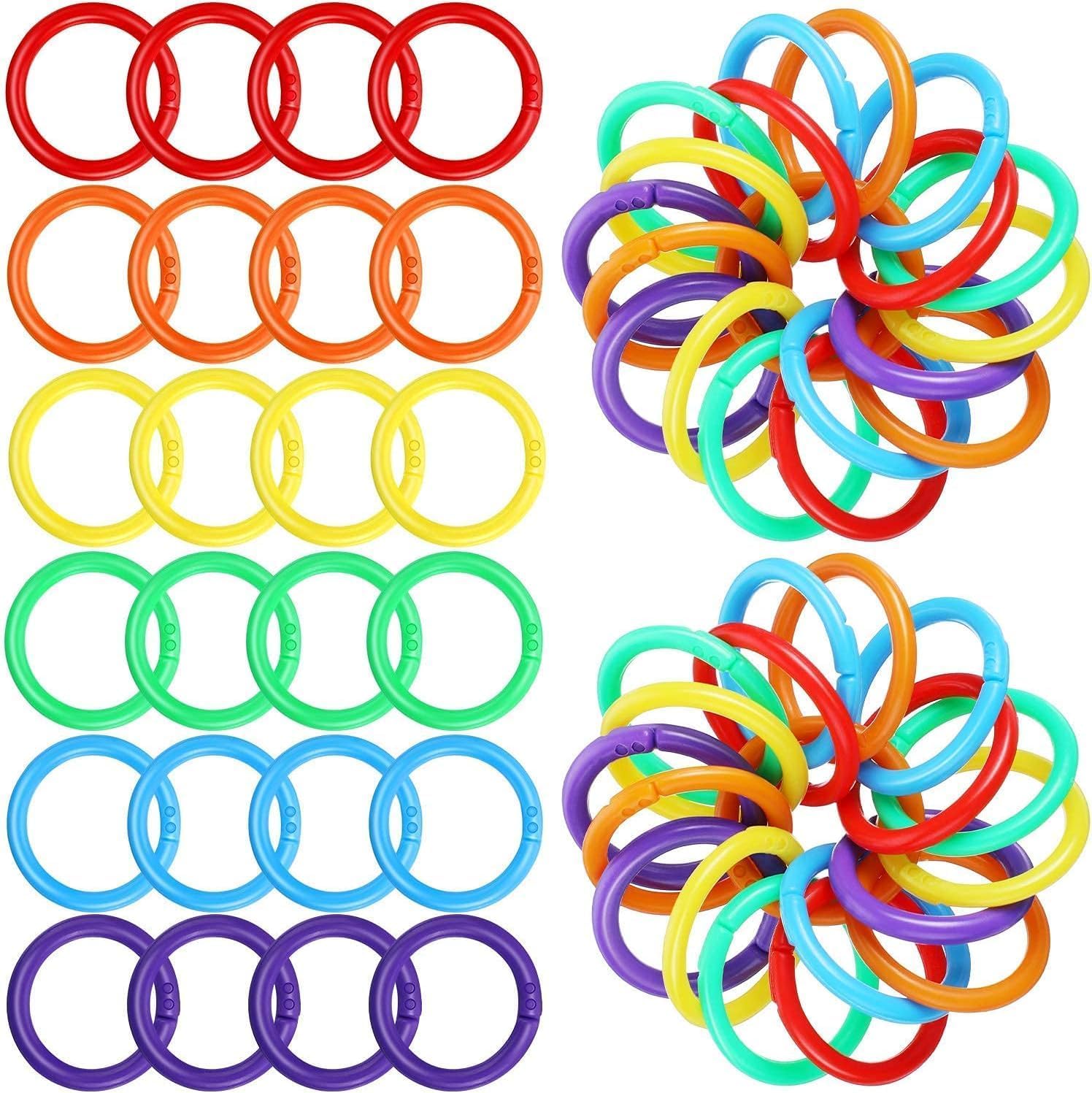 ChicAbode 144 Pcs Plastic Loose Leaf Rings, Multi Color Binder Rings, Book Rings for Cards Document Stack and Swatches, Strong and Durable, Organization School Home Office Use, 6 Colors, 27mm