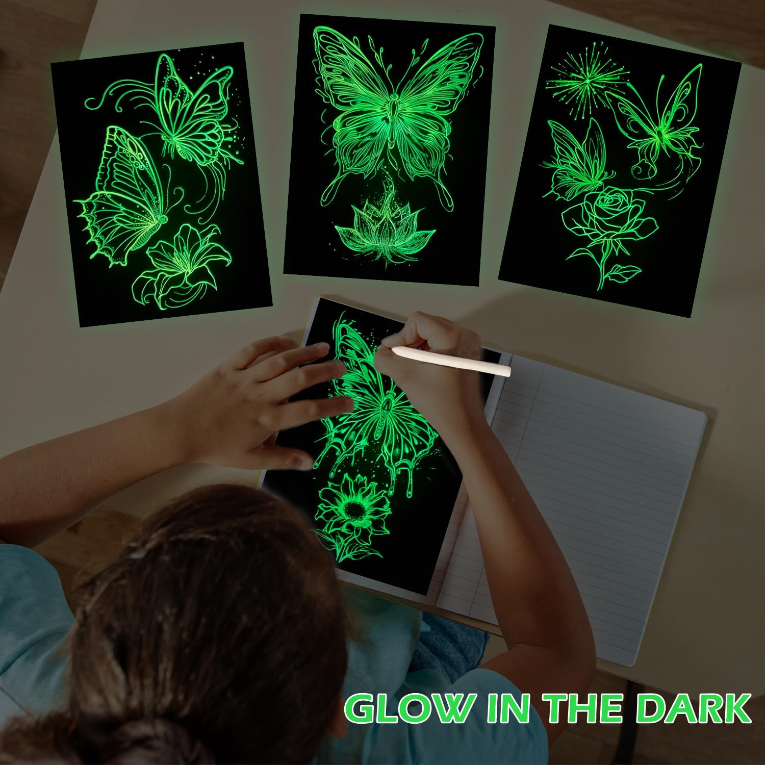 ZEKW Scratch Art for Adults and Kids, 8-Piece Luminous Rainbow Scratch Notes Kit with Scratching Tools - Image 4