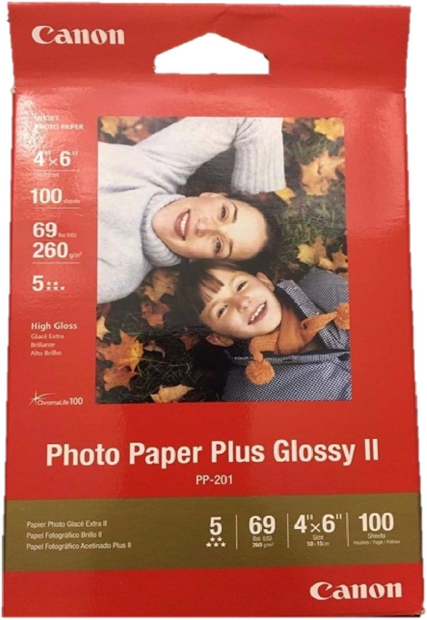 Canon Photo Paper Plus Glossy II, 4 x 6 Inches, 100 Sheets (2311B023 ...