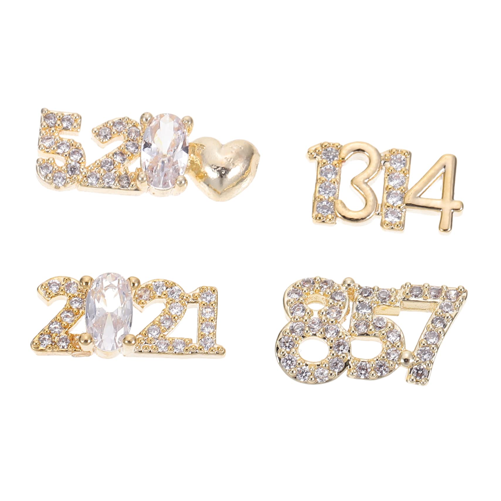 FRCOLOR 4Pcs nail drill nail rhinestones nail studs metal ornaments nail decor nail number charms nail diamond beads ab crystal rhinestones nails manicure beads false nails 3d patch Haoshi