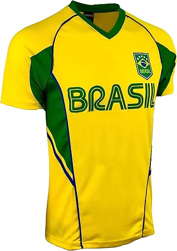 Miniatura 2 de Icon Sports Camiseta de fútbol brasileño de manga corta para niño, camiseta de fútbol de Brasil para niño