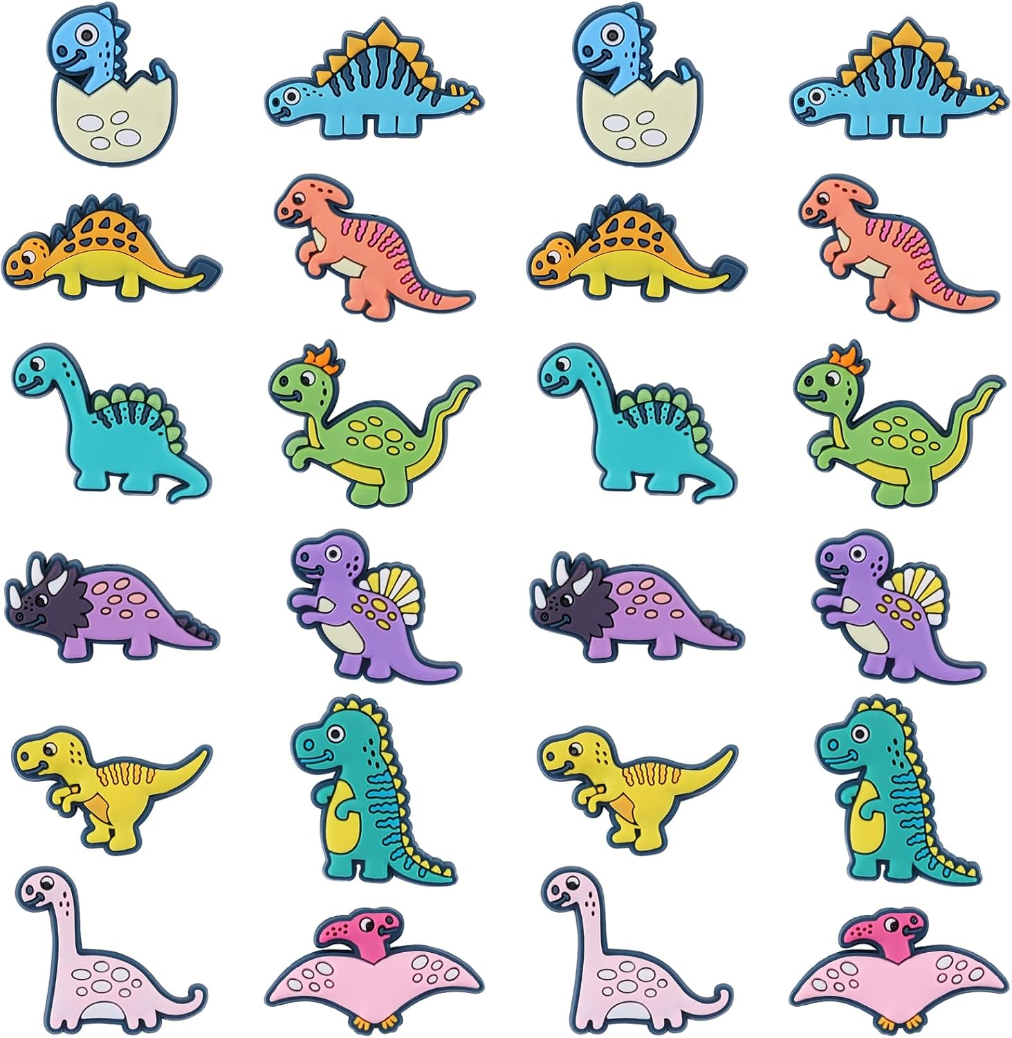 HUAAPLEVLA 24Pcs Dinosaur Silicone Beads for Keychain Making Unique Focals Cute Silicone Focal Beads for Pens Bracelets Necklace Earrings DIY Crafts