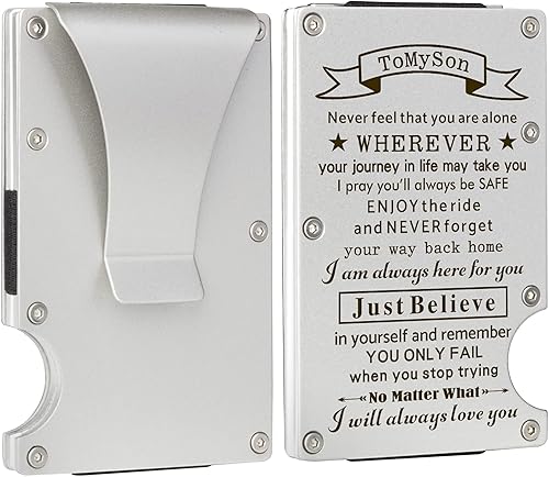 Miniatura 7 de Monedero RFID para hombre regalo minimalista de fibra de carbono Monedero clip de dinero para hombres de aluminio cartera marido papá hijo ideas