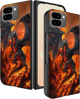 for Google Pixel 9 Pro Fold Case 2024,Shockproof & Ultra-Slim Lightweight Cover,Flame Black Dragon Series Protective Case