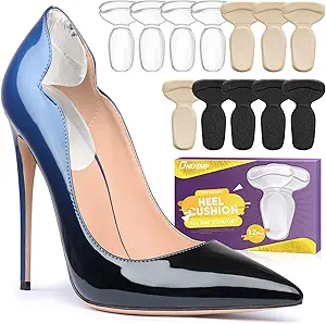 ONUEMP 12 Pieces Heel Pads for Shoes, Silicone High Heel Protectors Grips Inserts for Women Men, Comfort Foot Pad Cushions Filler for Pain Relief, Shoes Too Big, Blister Prevention