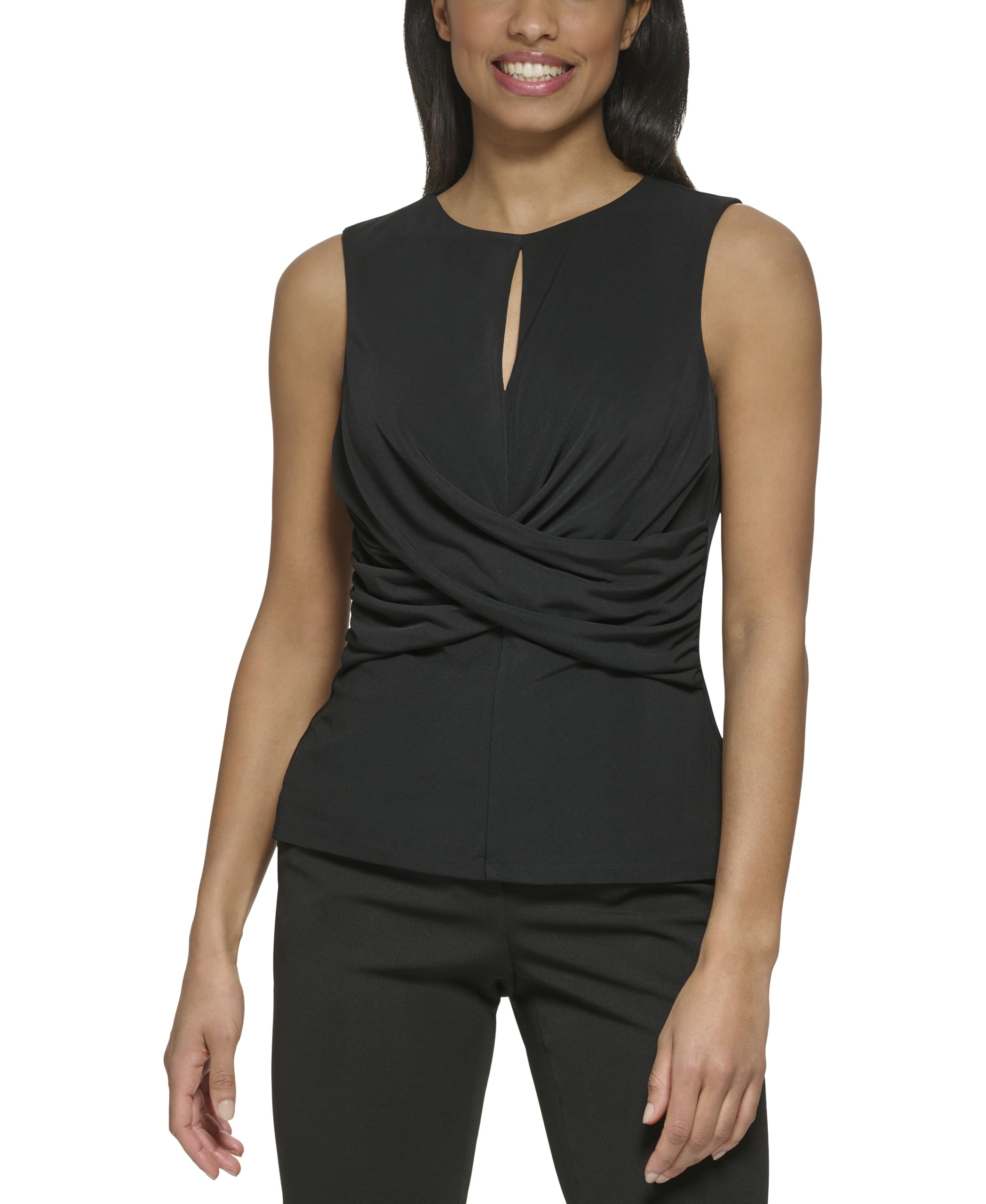 DKNY Sleeveless Crossover Blouse Blusa Cruzada sin Mangas Mujer