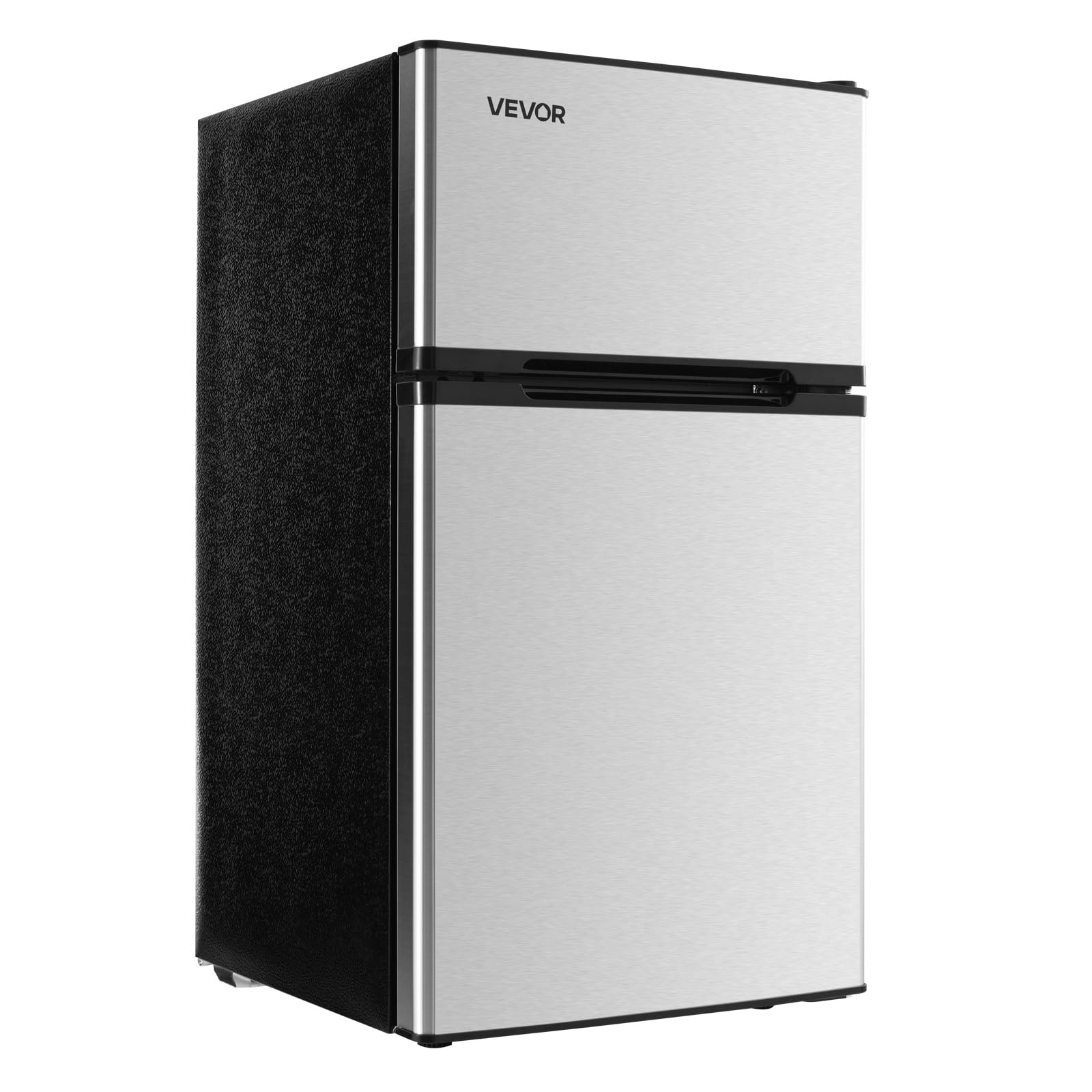 VEVOR Mini Fridge with Freezer 3.2 Cu.Ft 3.2 cu ft Compact Freezer Stainless Steel