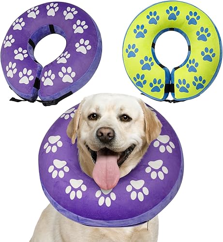 BARKLESS Cono inflable para perro, cono suave para perros pequeños, medianos y grandes después de la cirugía, lindo collar de dona para evitar lamer