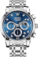 Vista 1 de OLEVS Reloj cronógrafo para hombre, esfera grande, multifuncional, fácil de leer, de acero inoxidable, analógico, de cuarzo, con fecha, de lujo