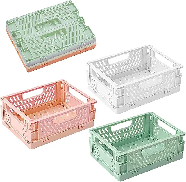 Cestas Plegables Apilables de Plástico - Set de 3 Organizadores Multiusos