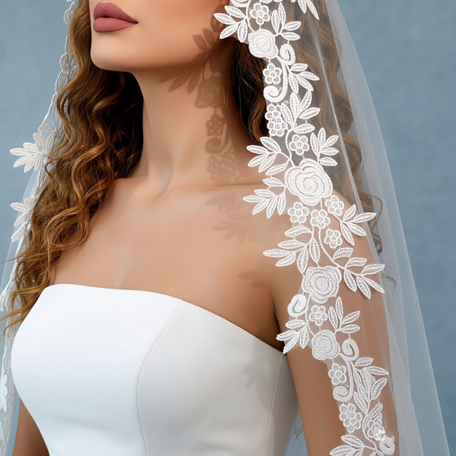 Braut-Schleier 3 Meter Weich Hochzeits-Schleier, Braut Hochzeit Softtül Einlagiger Hochzeits-Schleier Brautschleier-Spitze-Stickerei-Braut Liefert