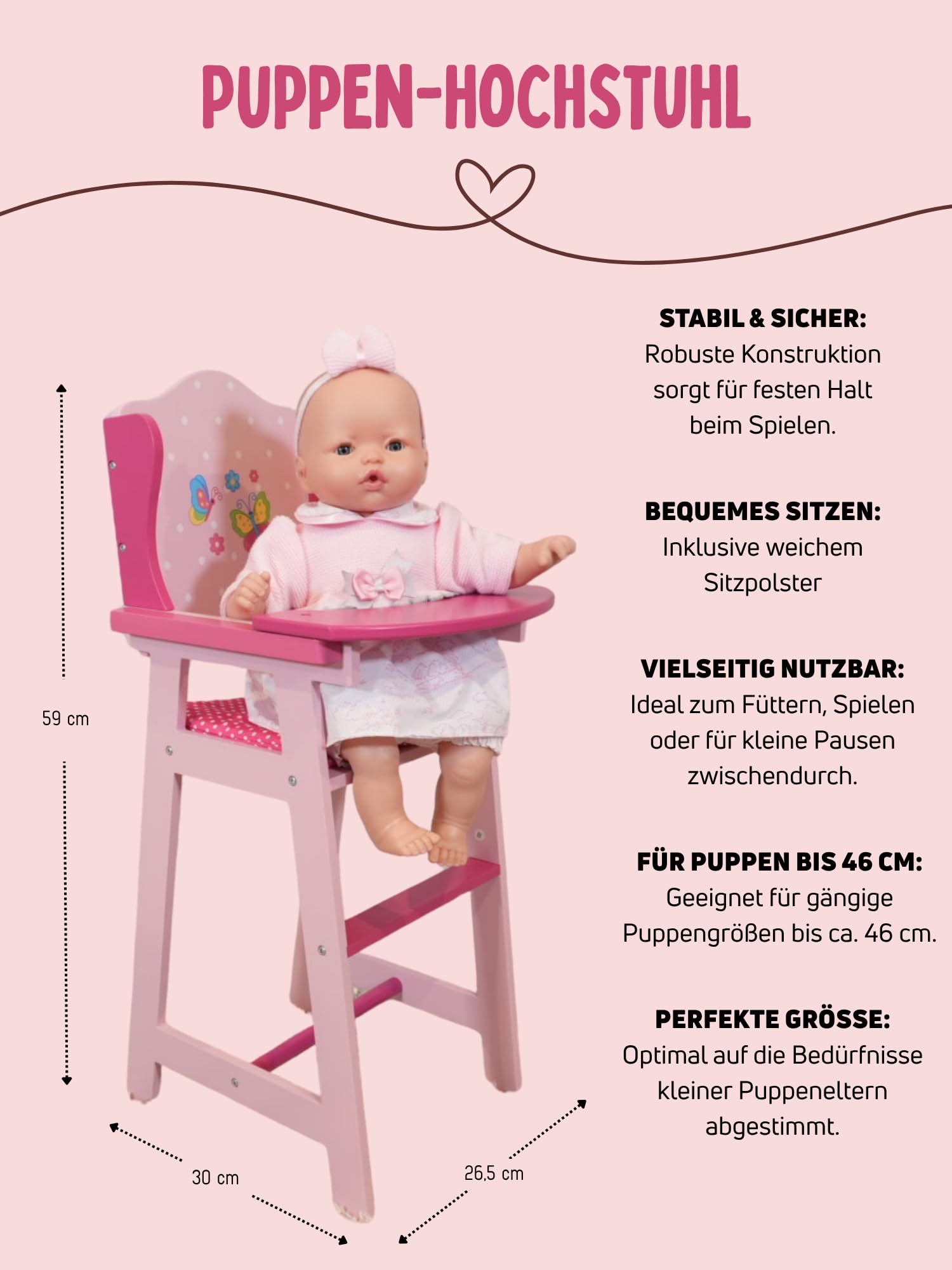 Bayer Chic 2000 501 90 - Trona para muñecas, Color Rosa