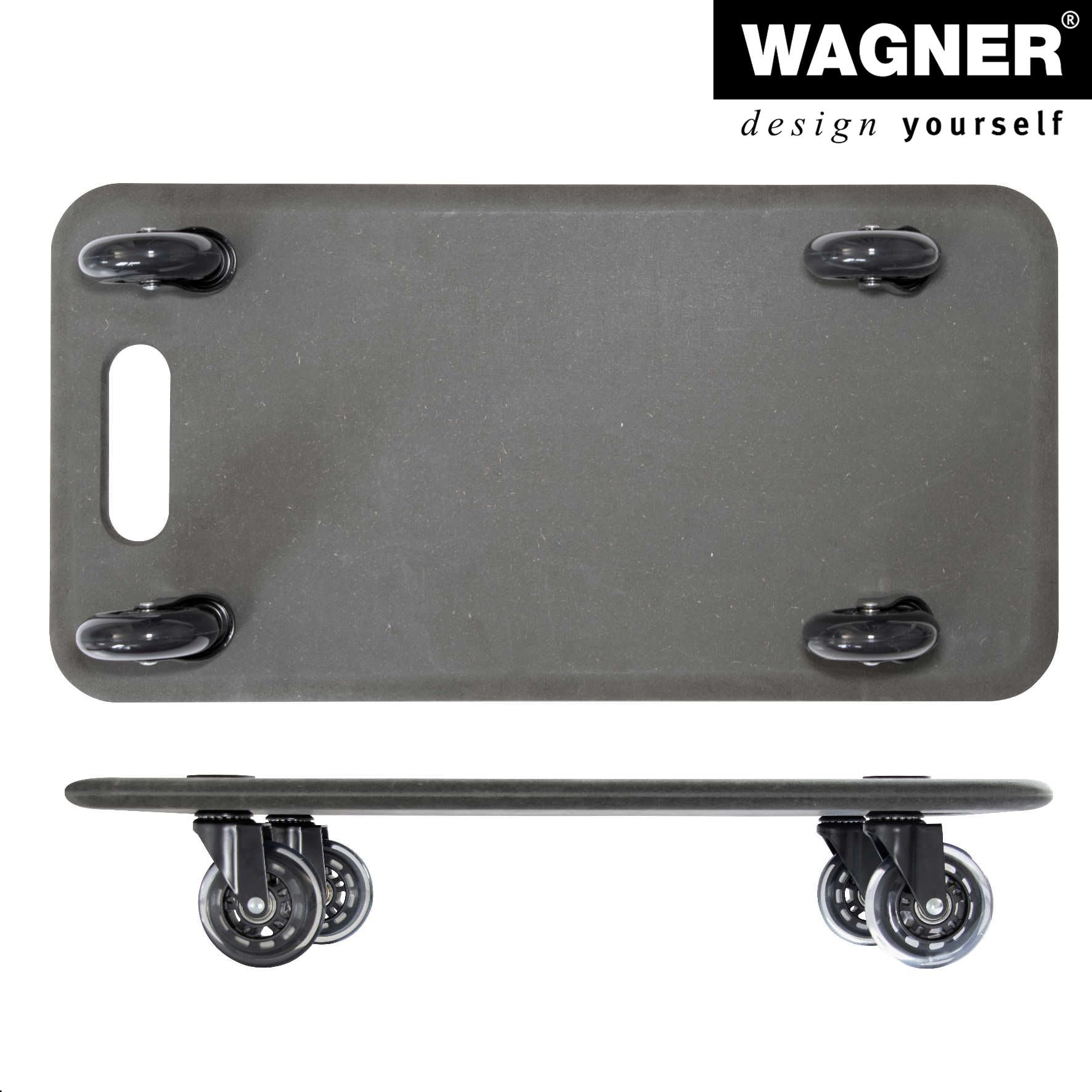 WAGNER Chariot de transport 1611 I Chariot à plateforme noir en MDF I 57,5 x 30 x 11 cm I Charge maximale 250 kg I Roulettes de meubles pour déménagement I Planche à roulettes I Roulette de charge