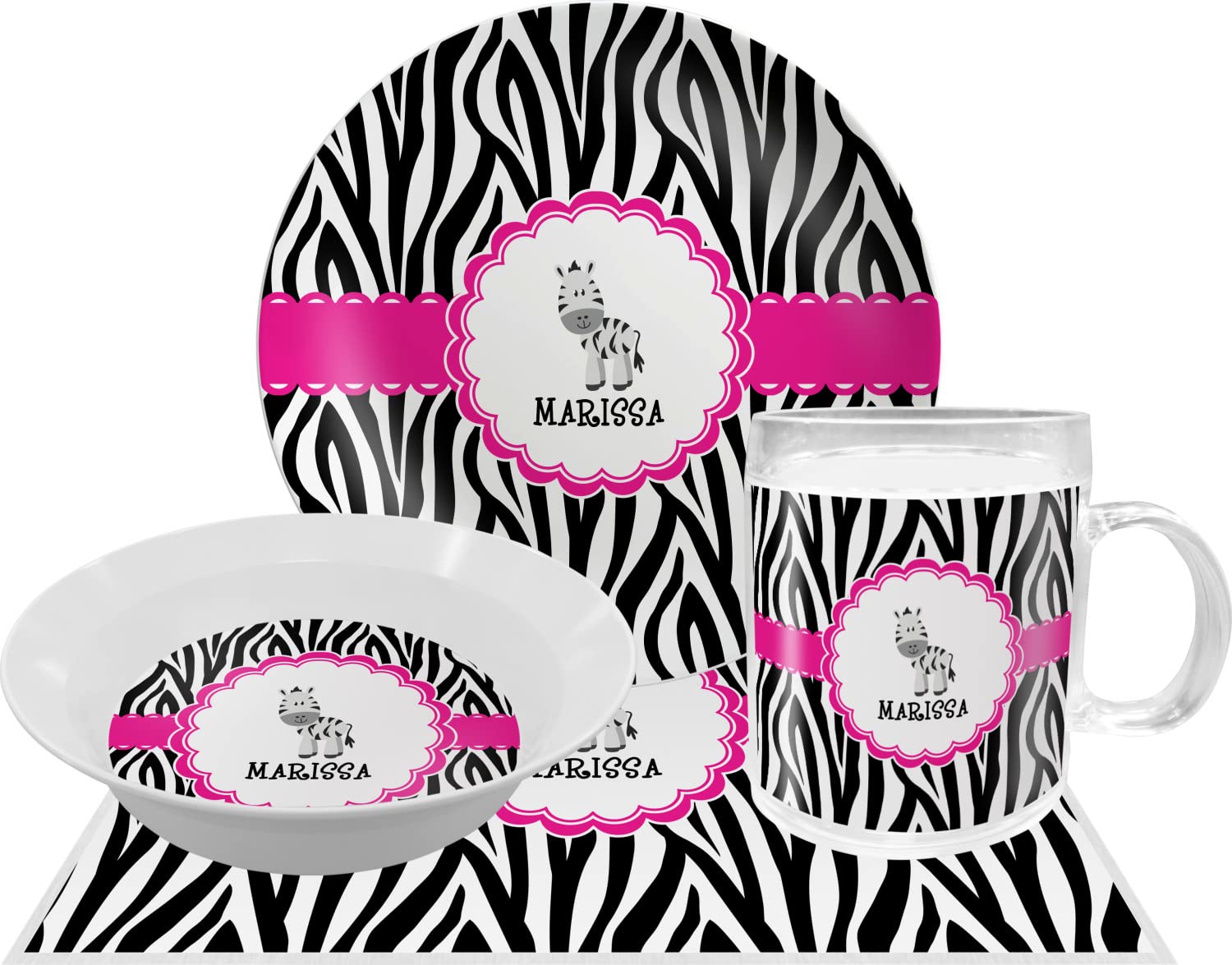 Personalized Zebra Melamine Bowl - 12 oz
