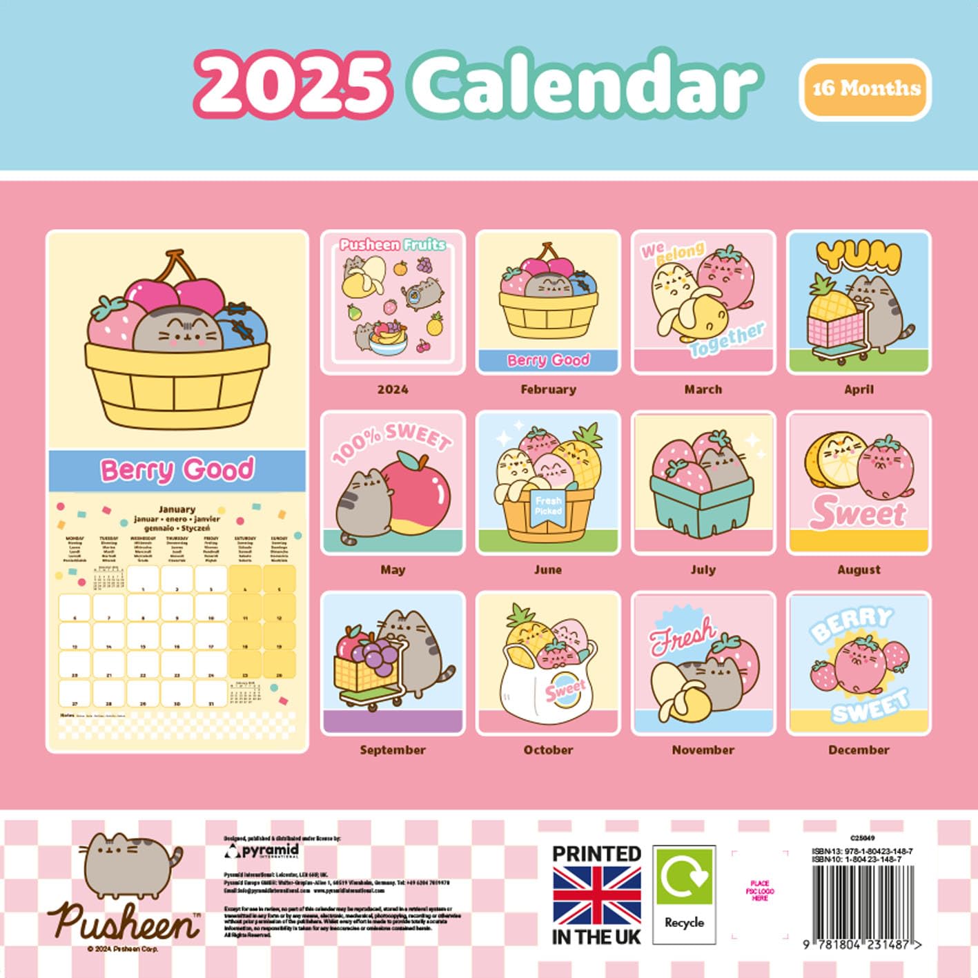 Pyramid International Pusheen 2025 Calendar, Official 16-Month Planner, Adorable Pusheen Illustrations - Image 2