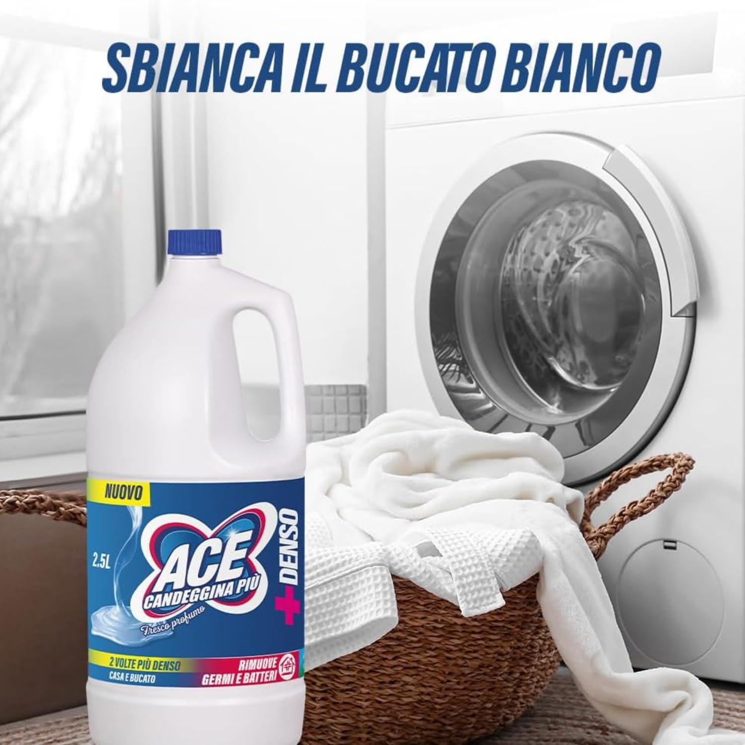 Candeggina Densa con Fresco Profumo 2,5L – Pulizia Profonda Multiuso kit con Spugna Brandizzata SPESA & RISPARMIO Inclusa – Variazioni 4/8/12 Pezzi (12)