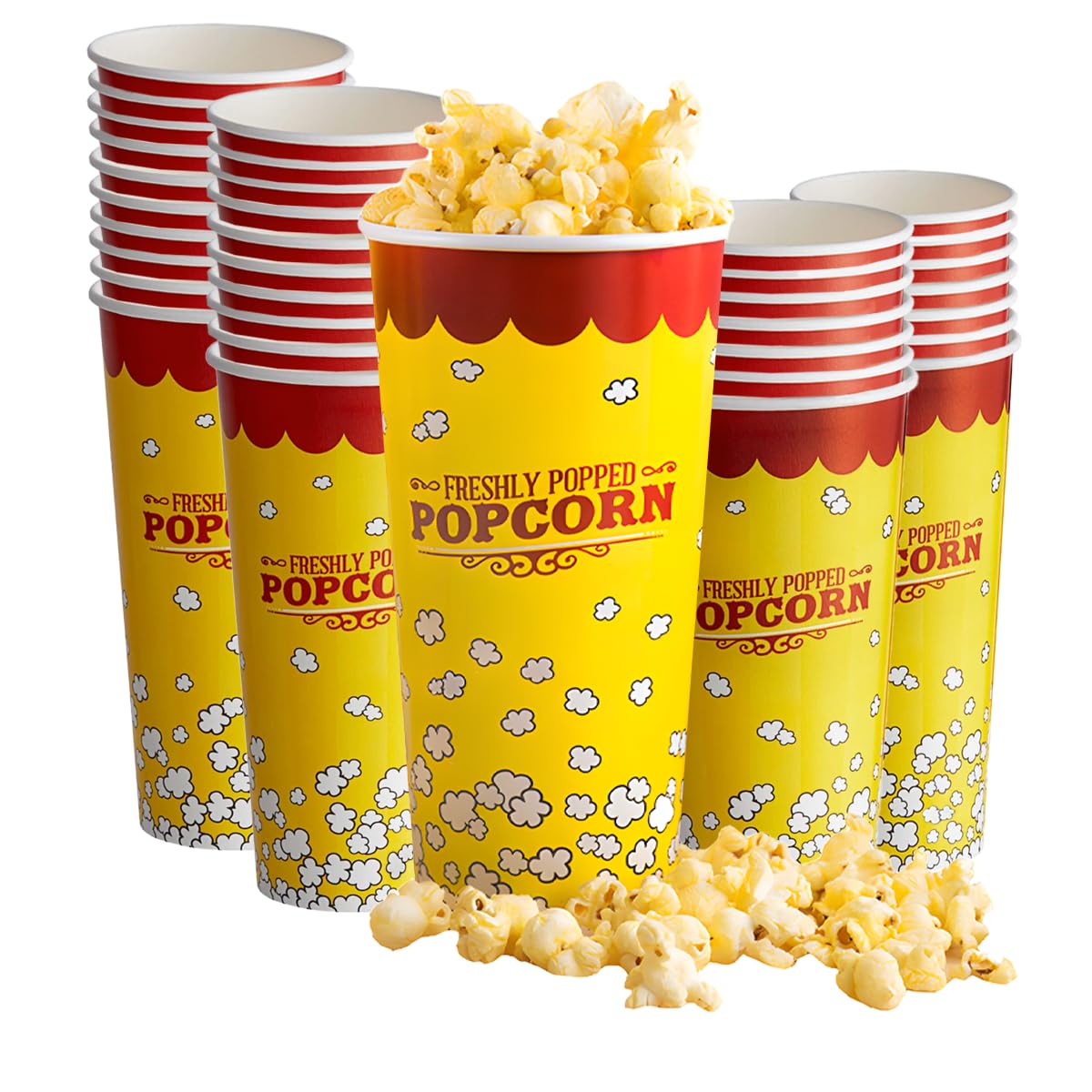 32 oz. Popcorn Bucket, Movie Popcorn Boxes, Popcorn Containers, Commercial Popcorn Buckets, Popcorn Tubs, Perfect for, Home, Theatre, Circus, Party, Movie Night, Carnival - 500 Pack
