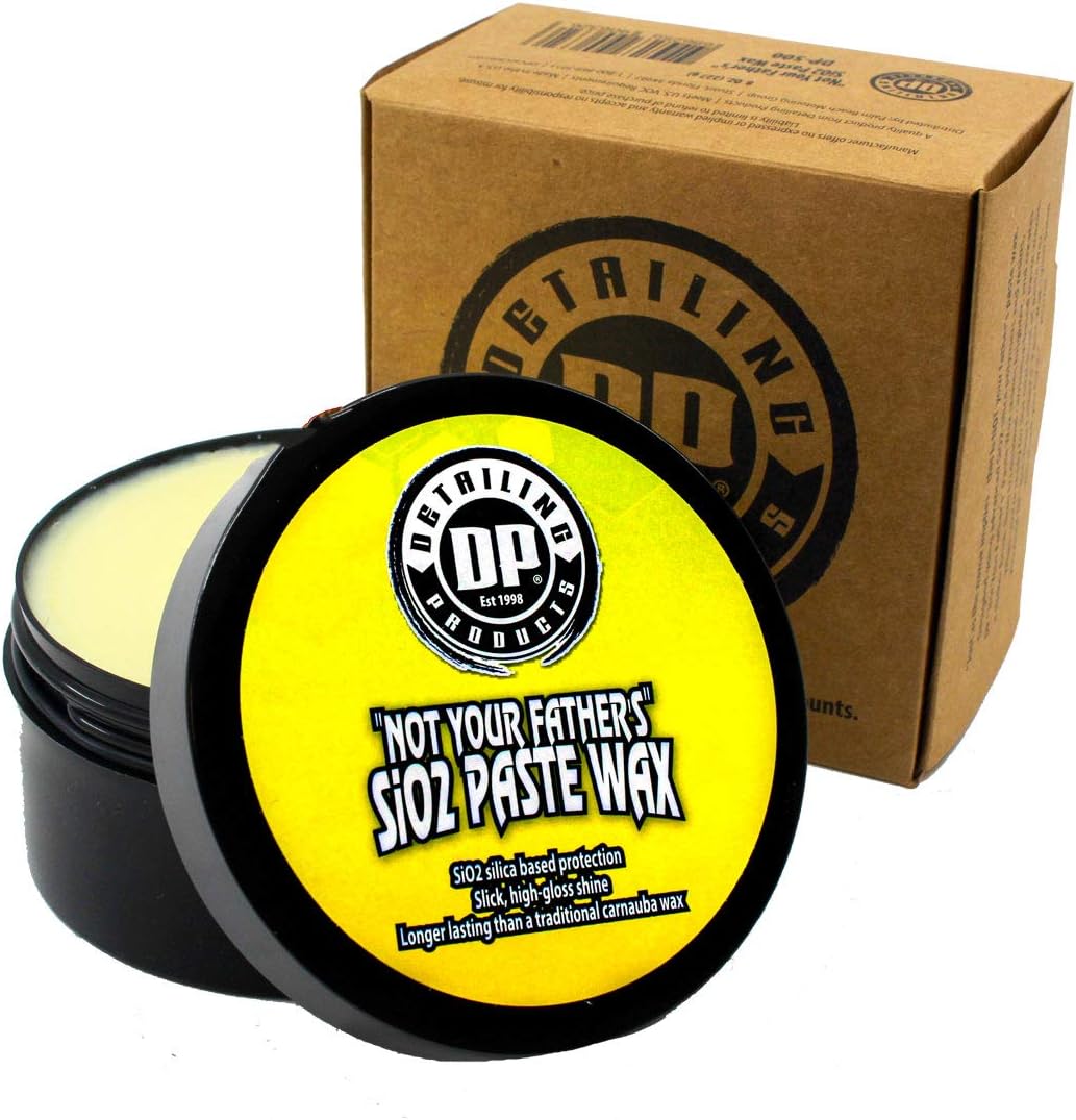 DP Wax "Not Your Father's" SiO2 Paste Wax | Slick, High-Gloss Shine | Long Lasting Automotive Wax | 8 Oz. Jar with Scratch-Free Car Wax Paste Application Pad