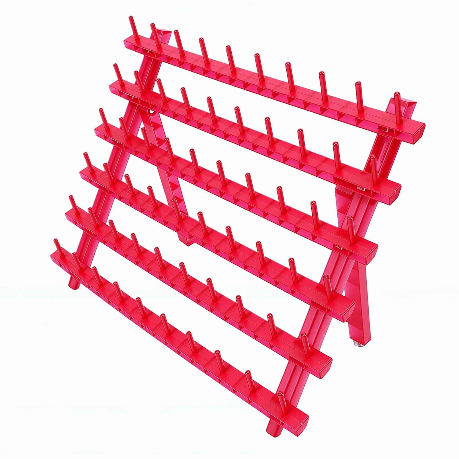 ZJchao Support pour Tressage de Cheveux — Séparateur et Organisateur de Mèches — Support sur Pied Pliable et Portable (60 bobines) en Plastique PP — Idéal pour Extensions Capillaires et (Rose rouge)