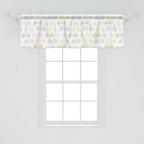 Ambesonne Bicycle Window Valance, Classic Design Bicycle Drawings of Pastel Colors Retro Style White Background, Curtain Valance for Kitchen Bedroom disponible en Yaxa Colombia