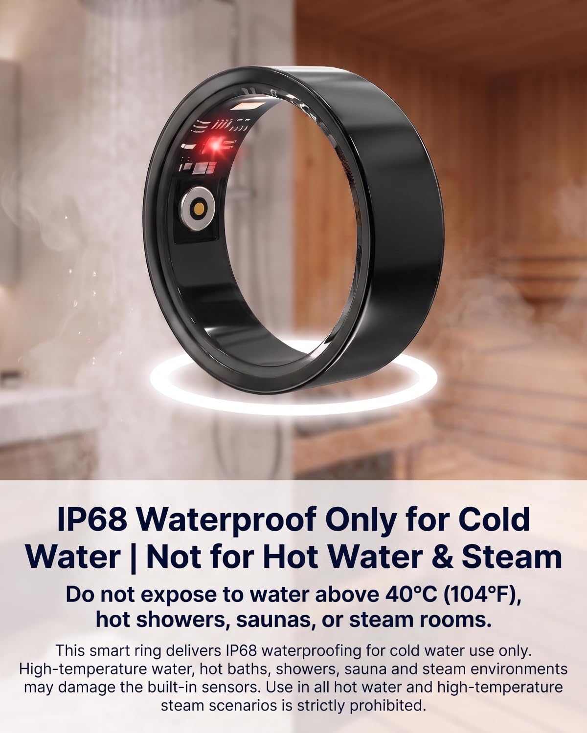 Luxelle Smart Ring Fitness Tracker con monitoraggio del sonno, frequenza cardiaca, ossigeno nel sangue, pressione sanguigna, contapassi, 128 modalità sportive, impermeabile IP68, ricarica magnetica