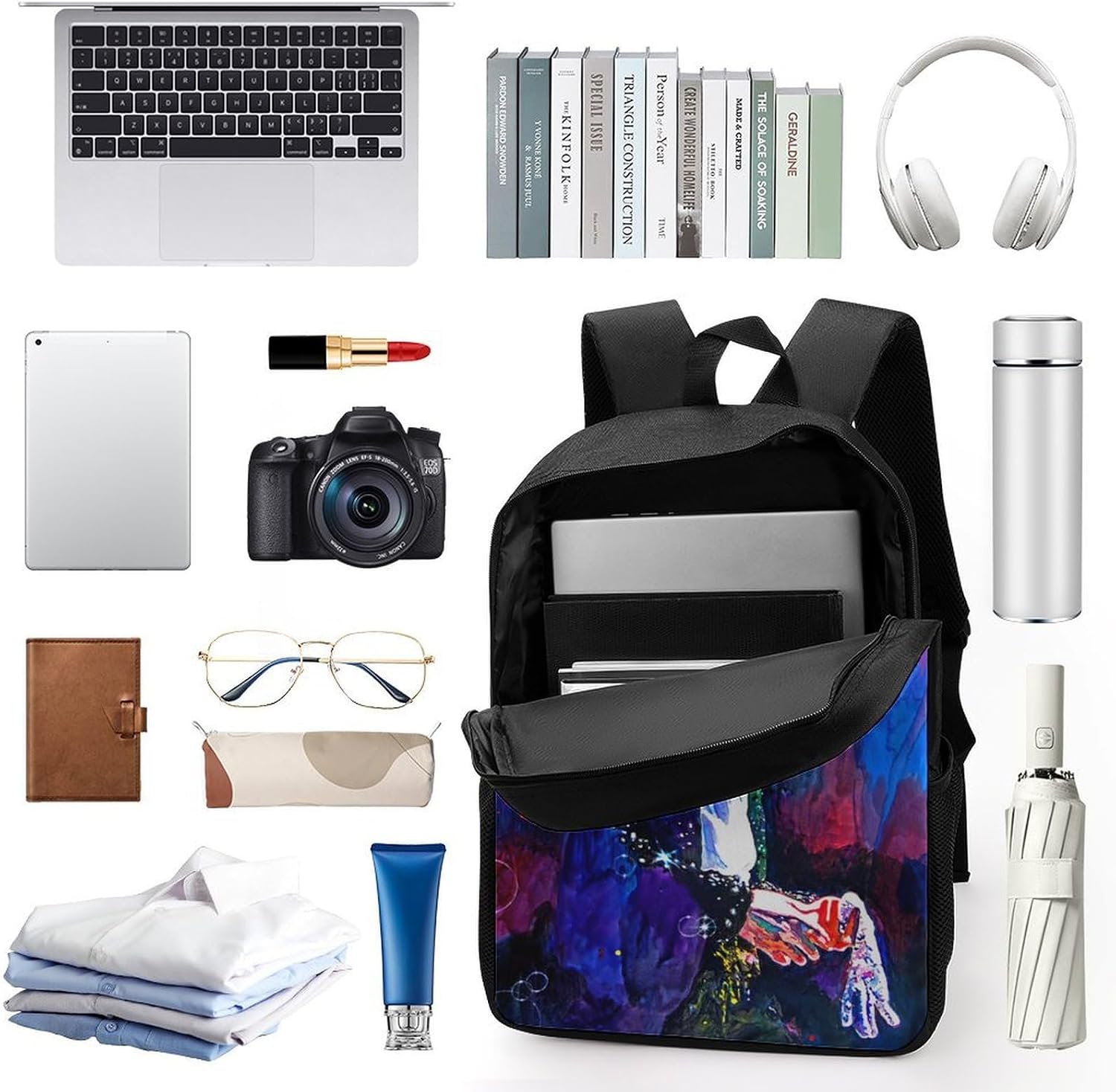 Casual Backpack 3D Print Backpacks Fashion Travel Bag 17in Daypack Laptop Backpack (Pattern-1, 16.9x 12.6 x5.5 inches)