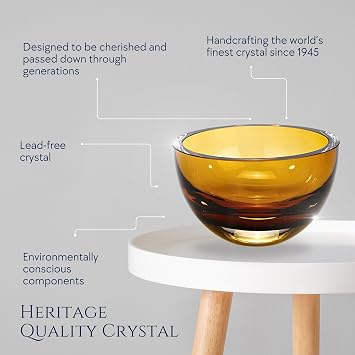 Badash Penelope Amber Lead-Free Crystal Decorative Serving Bowl, 6 Inch