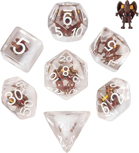 UDIXI Juego de 7 dados poliédricos DND D&D, RPG D y D con bolsa de almacenamiento para juegos de rol y otros juegos de mesa (Aarakocra)