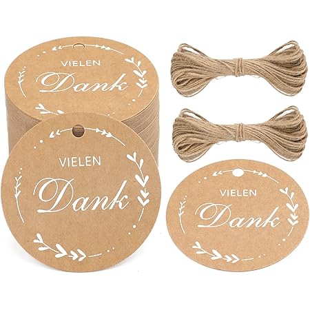 G2PLUS 100 stuks geschenkhangers, bruin, 4,5 x 9,5 cm, kraftpapier, labels, 300 g/m², cadeauhangers, etiketten hart met koord voor bruiloft, geschenken om te knutselen