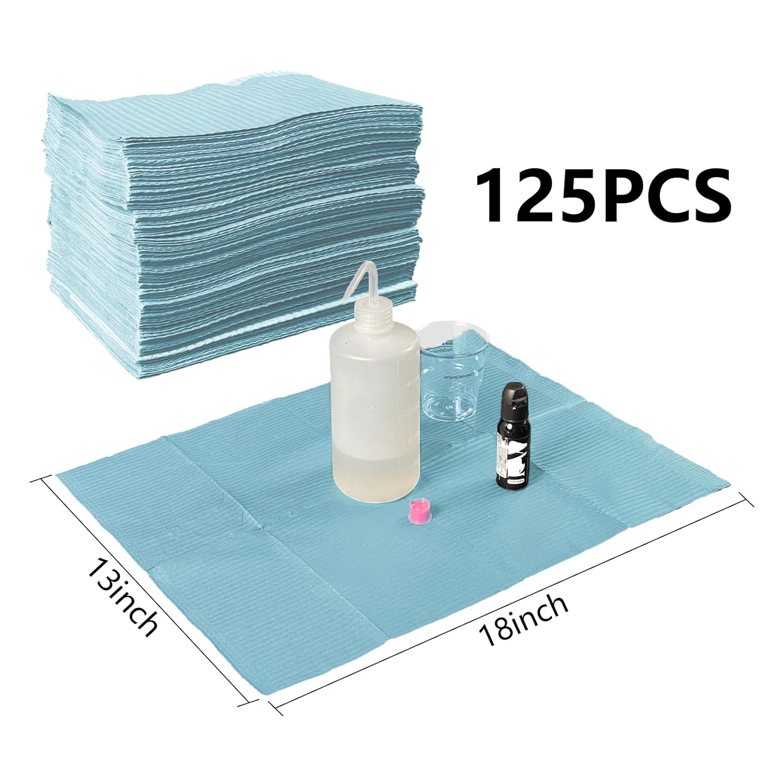 125 PCs Disposable Dental Bibs - 3 Ply Waterproof Bib Sheets 13" x 18" for Dental, Medical & Beauty Use