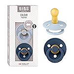 BIBS Pacifiers Colour Collection | Natural Rubber Baby Pacifier | Set of 2 BPA-Free Soothers | Made in Denmark | 6+ Months (Pack of 2) | Dusty Blue/Steel Blue