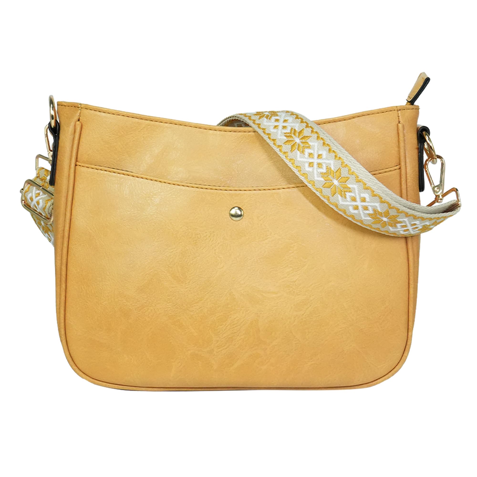 Crossbody Bag for Women Bohemian Vintage Stylish Purse Vegan Leather Shoulder Bag with Adjustable Wide Strap