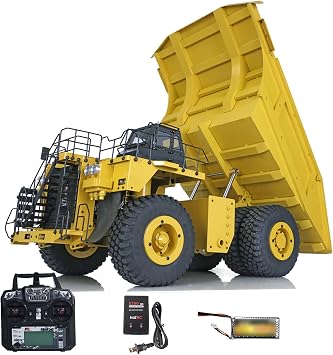 1/20 RC Metal Hydraulic Mine Truck 793D Dumper Flysky I6X Radio Light System Heavy Tipper Truck for Mining Excavator Model Hobby Grade Model for Ages 14+Green